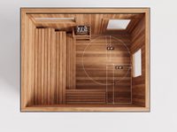 Irish Settler ADA sauna interior floor plan with accessibility clearances