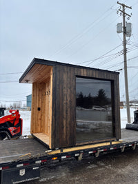 LIV sauna flatbed delivery